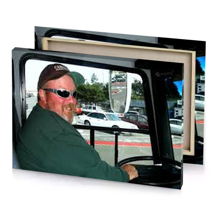a man driving bus charcoal canvas