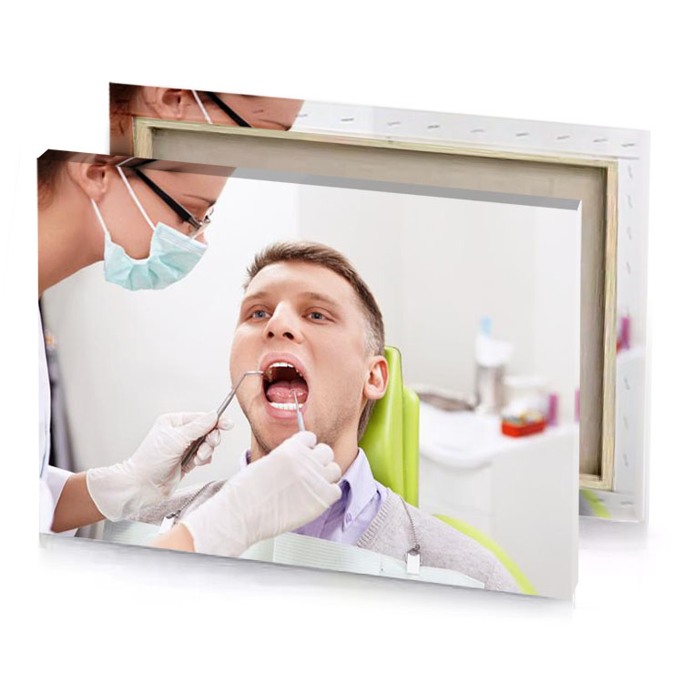 a man getting his teeth checked platinum canvas