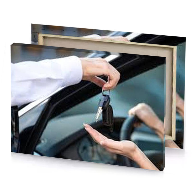 a man handing car key to another manatee canvas
