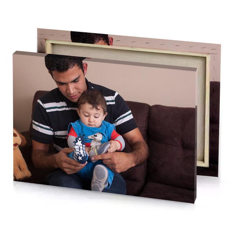 a man holding baby smoky black canvas