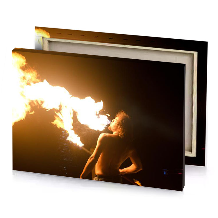 a man holding fire stick in his hand peru canvas