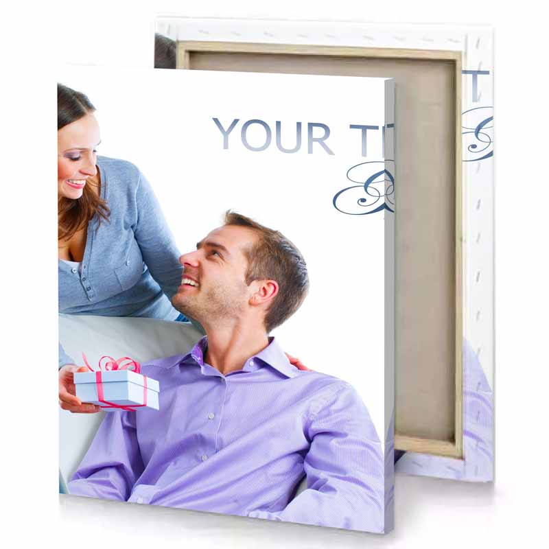 a man holding gift box ghost white canvas