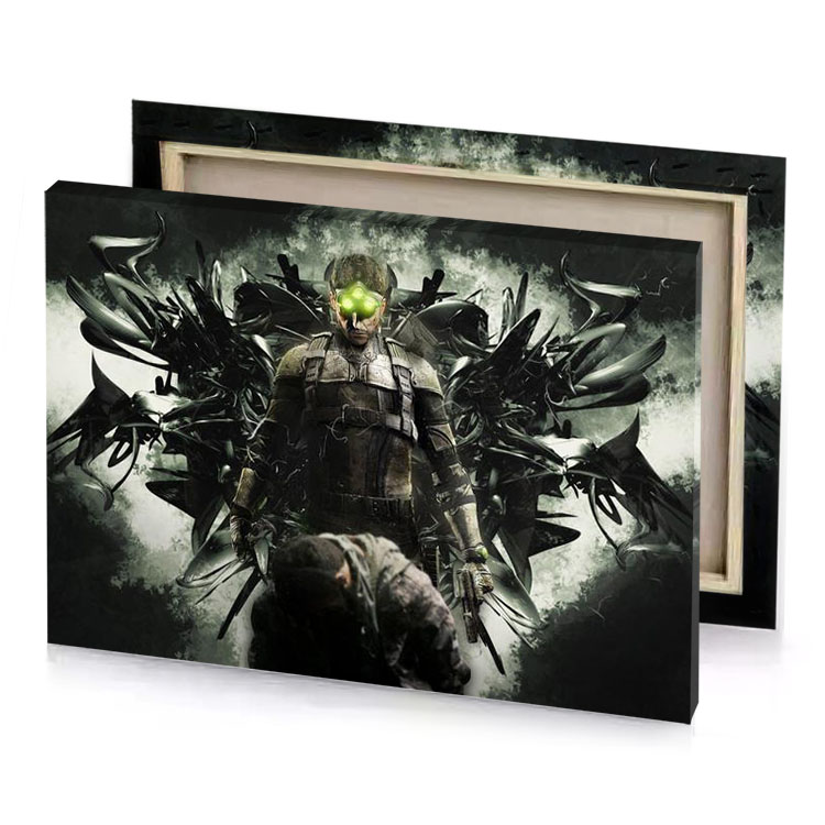 a man in armor with sword and large green eye bistre canvas