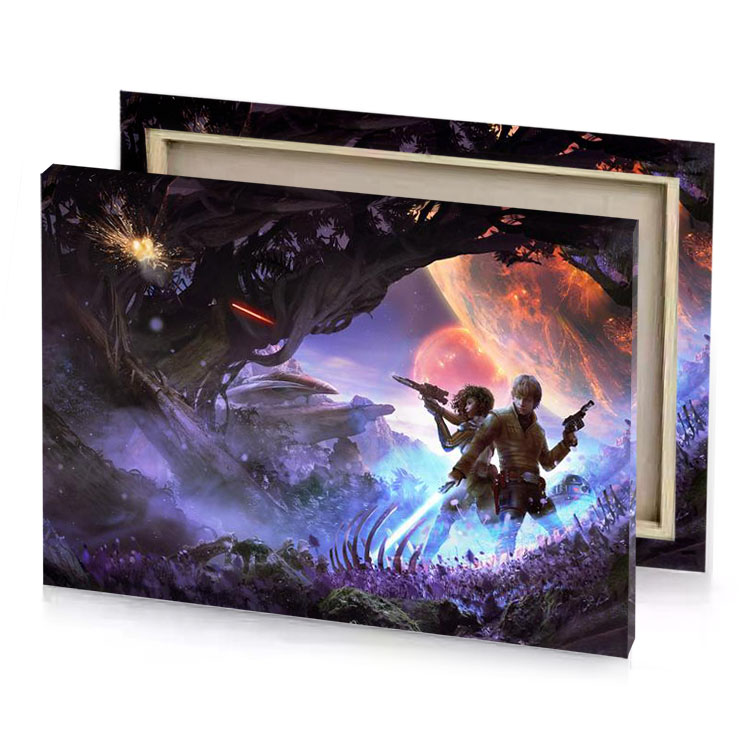 a man in cave with sword glaucous canvas