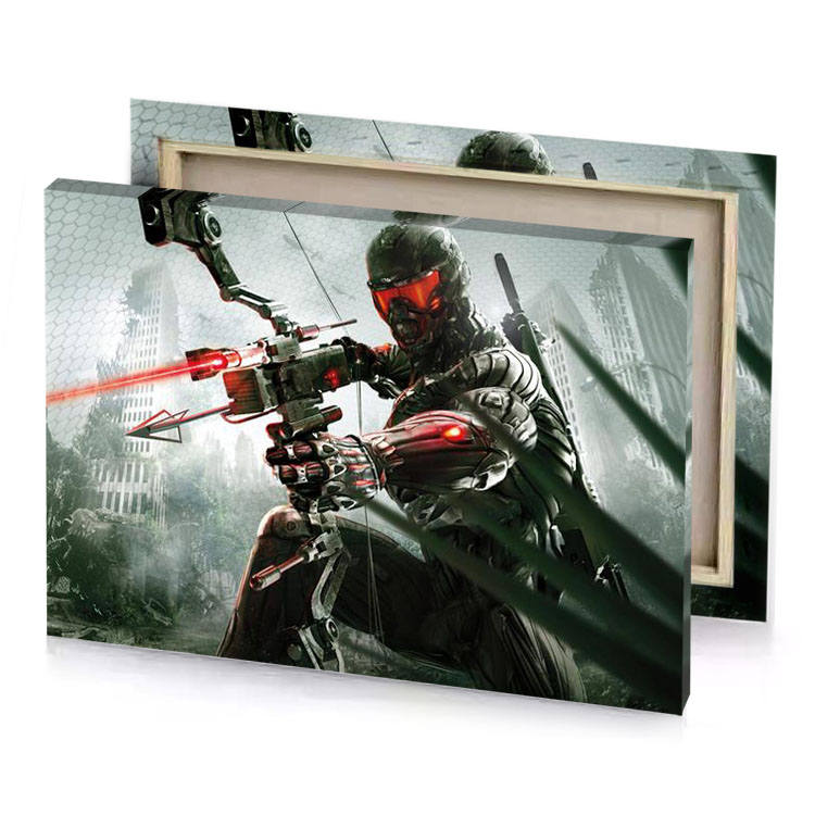 a man in futuristic suit holding gun smoky black canvas