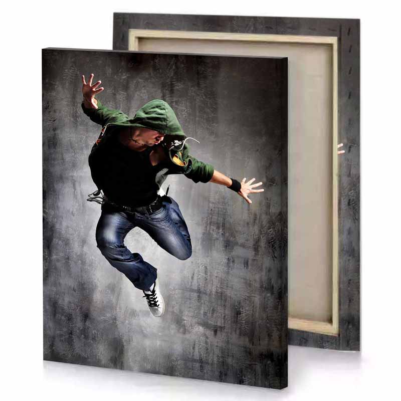 a man in green hoodie is doing trick smoky black canvas