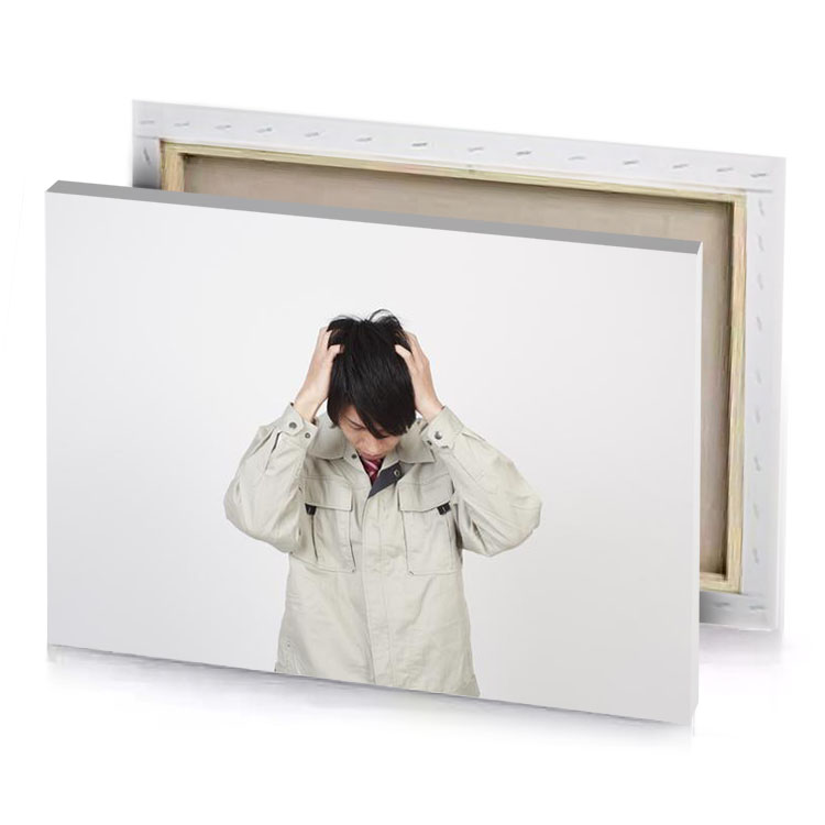 a man in jacket is covering his head silver canvas