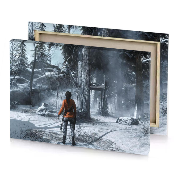 a man in red jacket walking through forest taupe canvas