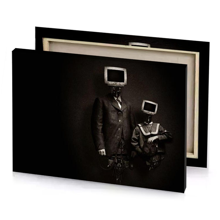 a man in suit and hat holding tablet bistre canvas