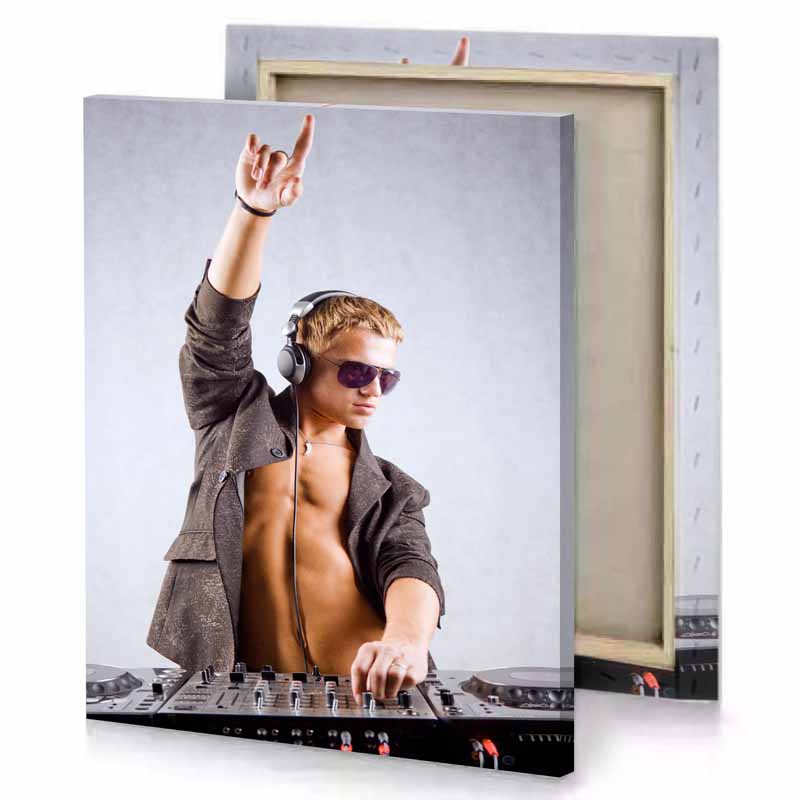 a man in suit and sunglasses is playing dj platinum canvas