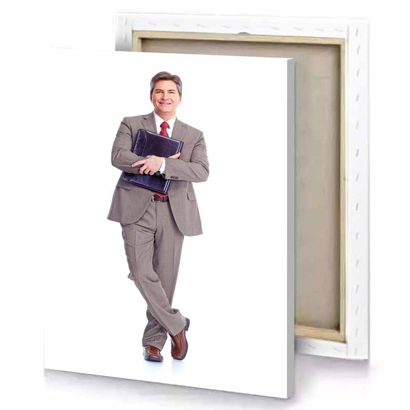a man in suit and tie holding briefcase rose quartz canvas