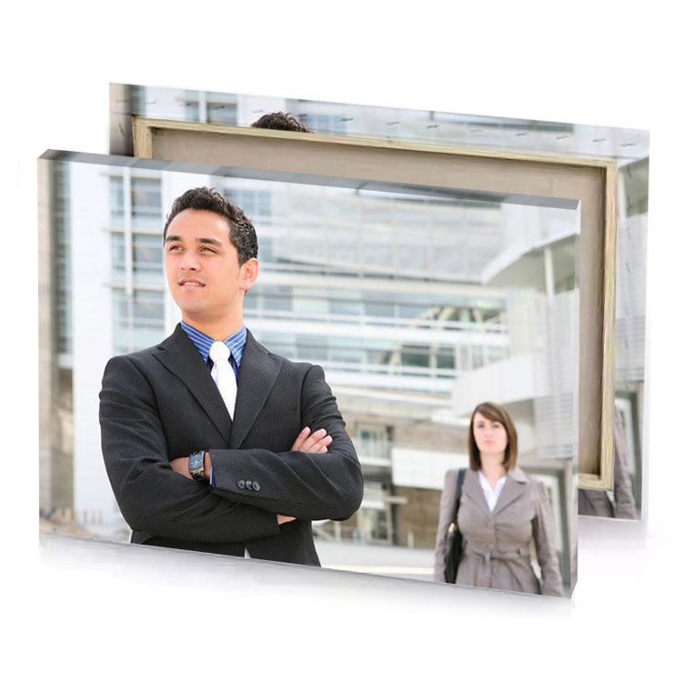 a man in suit and tie standing front of building platinum canvas