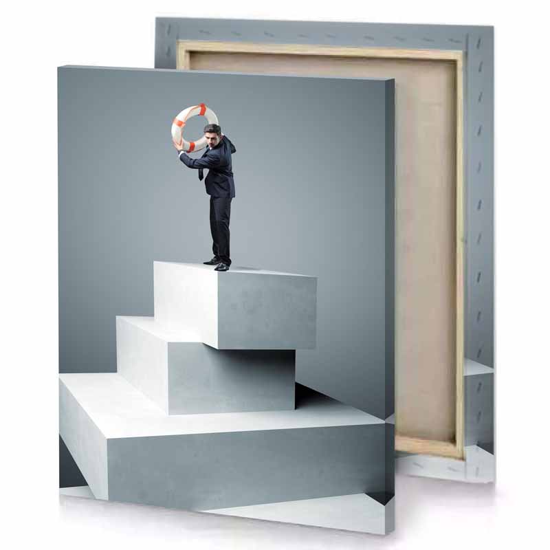 a man in suit holding ball on top of set manatee canvas