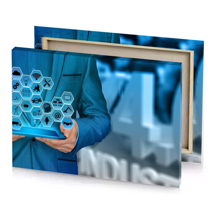 a man in suit holding tablet with the word seo blue sapphire canvas