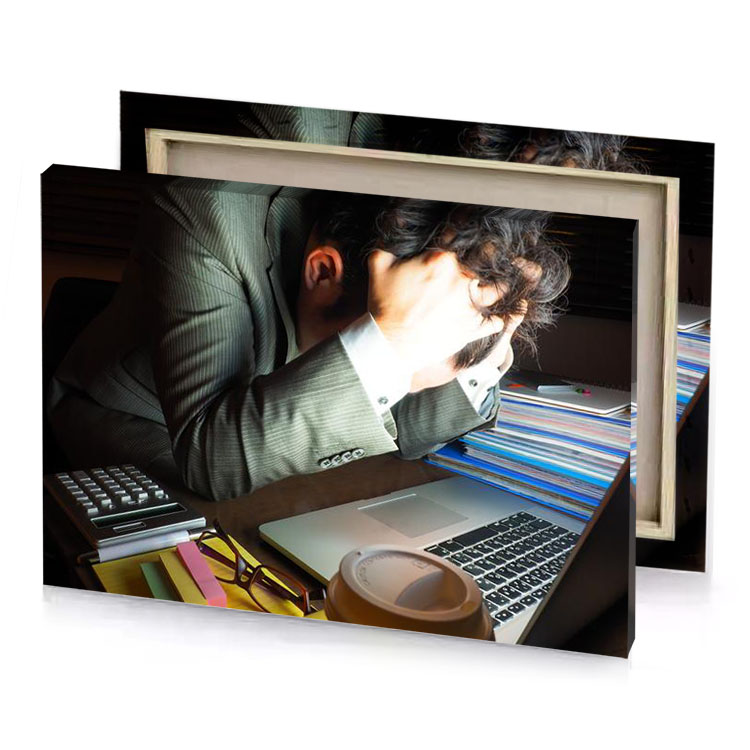 a man in suit is sitting at desk with laptop linen canvas