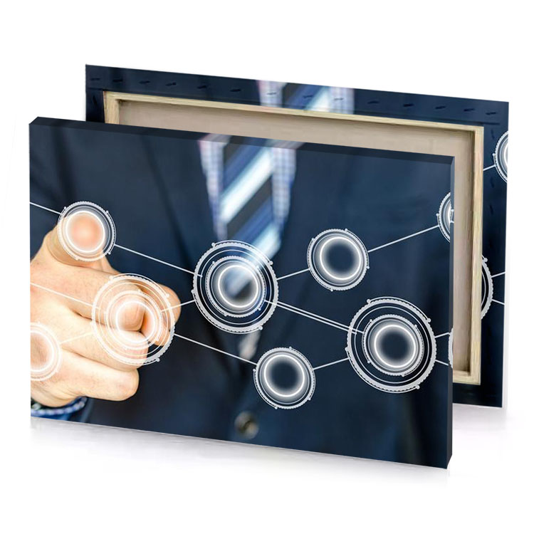 a man in suit pointing to network diagram charcoal canvas