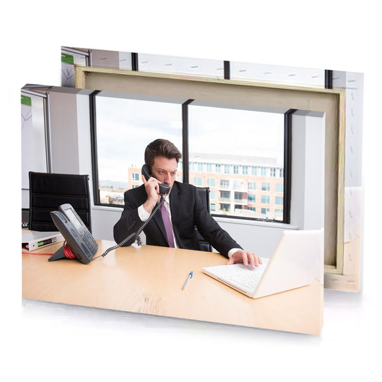 a man in suit talking on cell phone bistre canvas