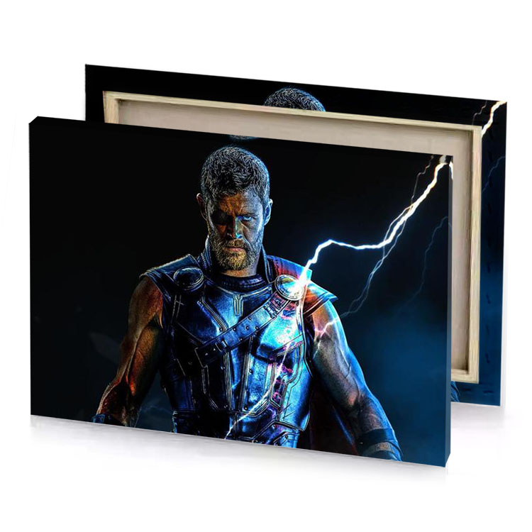 a man in suit with lightning coming from his chest lapis lazuli canvas
