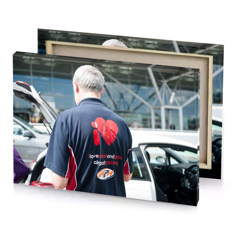 a man in t shirt is getting his car light coral canvas