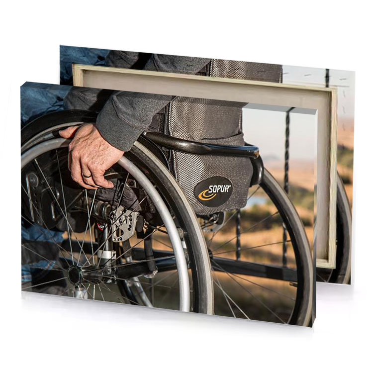 a man in wheelchair with wheel garnet canvas