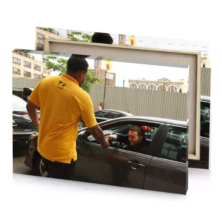 a man in yellow shirt is getting into car sienna canvas