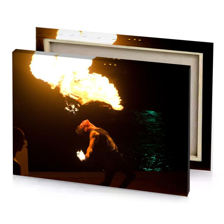 a man is performing fire show flame canvas