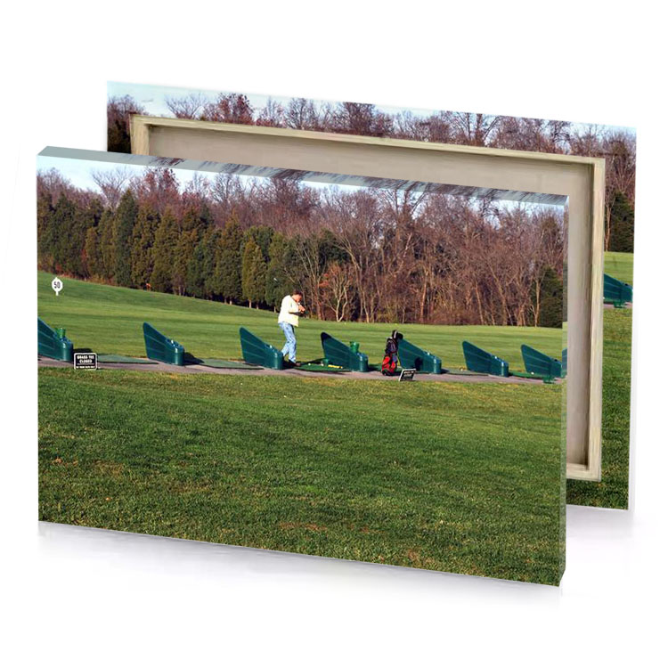 a man is playing golf on green course olive drab canvas