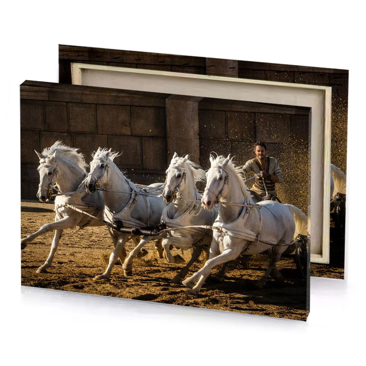 a man is riding white horse camouflage green canvas