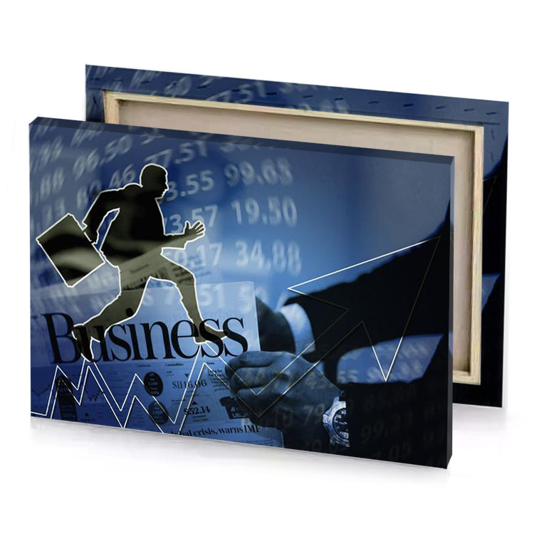 a man is running through business background moonstone blue canvas