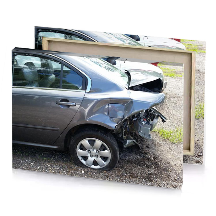 a man is standing next to car that has been slate gray canvas