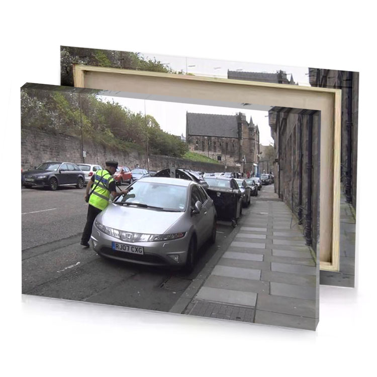 a man is trying to get into car light steel blue canvas