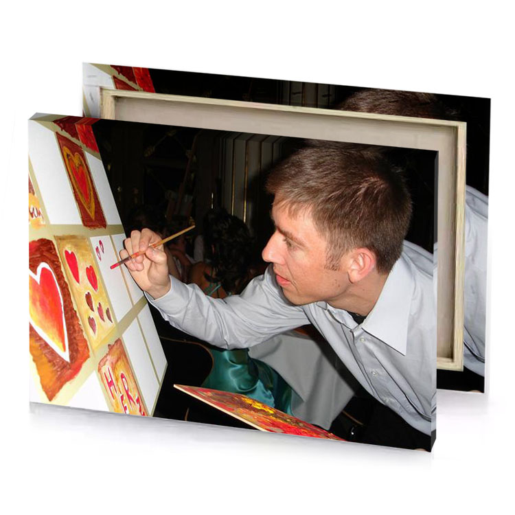a man painting picture on canvas smoky black canvas