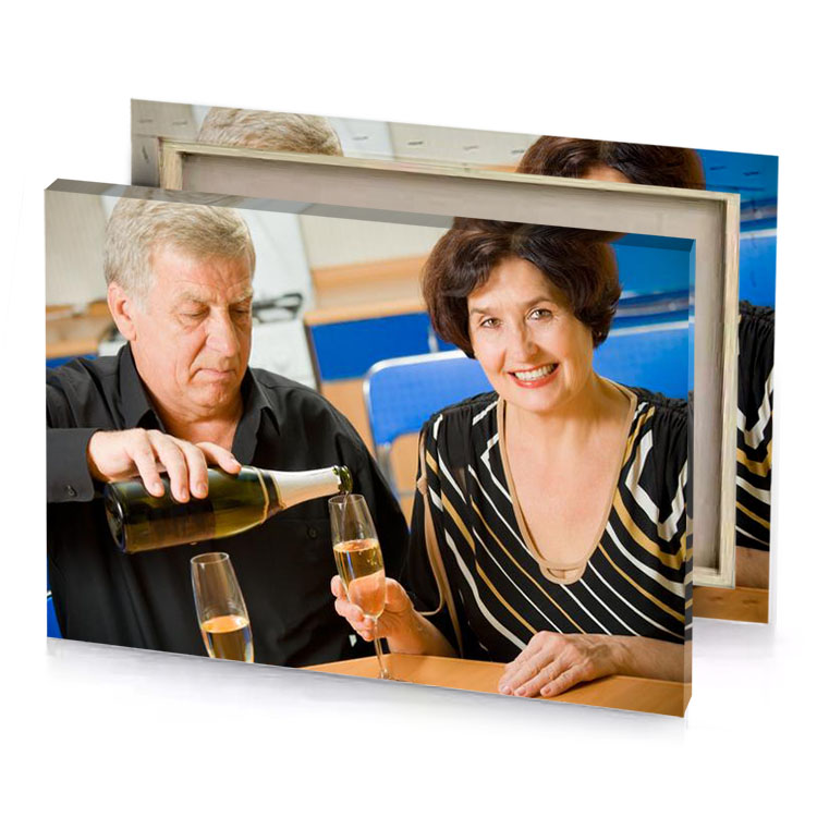 a man pouring glass of wine to woman smoky black canvas