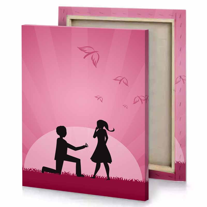 a man proposing woman in the park persian pink canvas