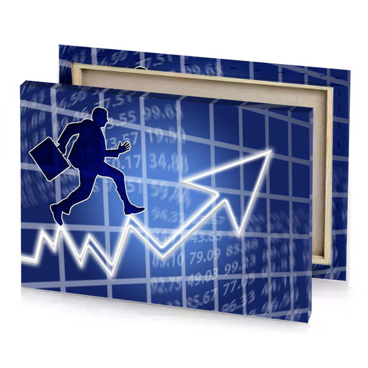 a man running on blue background with chart iceberg canvas