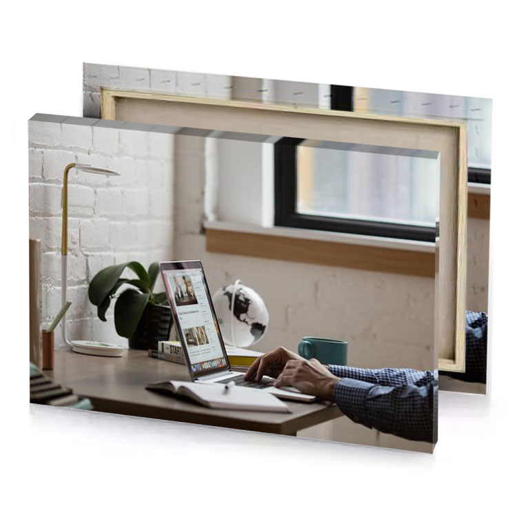 a man sitting at desk using laptop rose quartz canvas