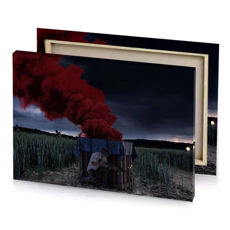 a man sitting in field with red smokestak zinnwaldite brown canvas