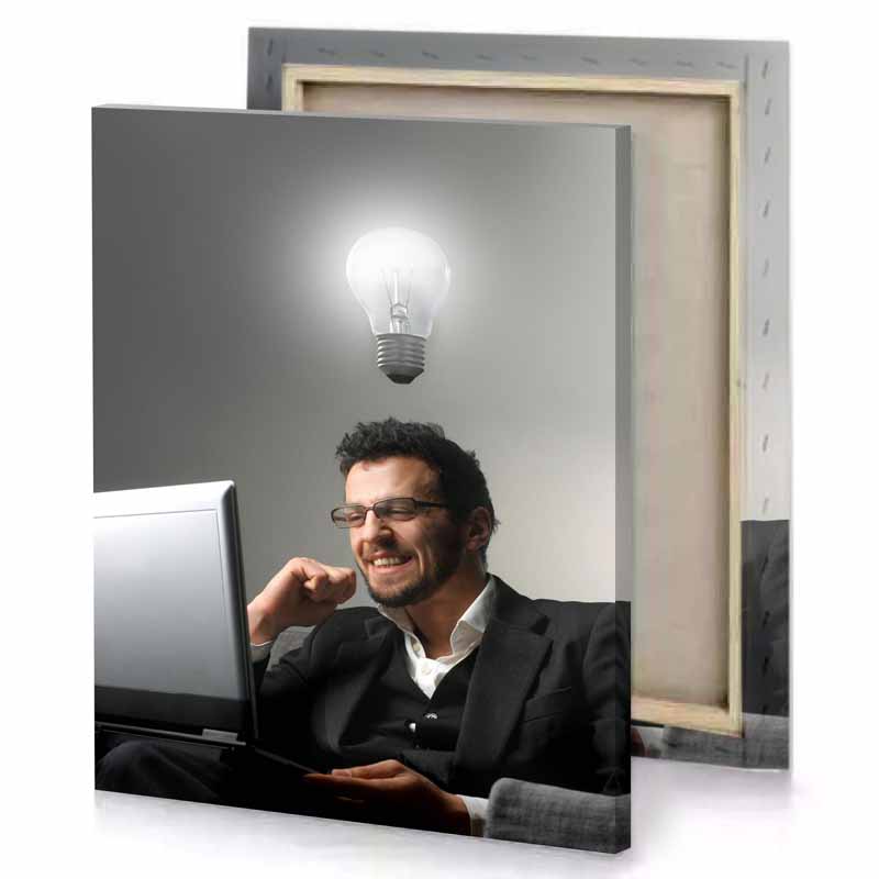 a man sitting on couch dim gray canvas