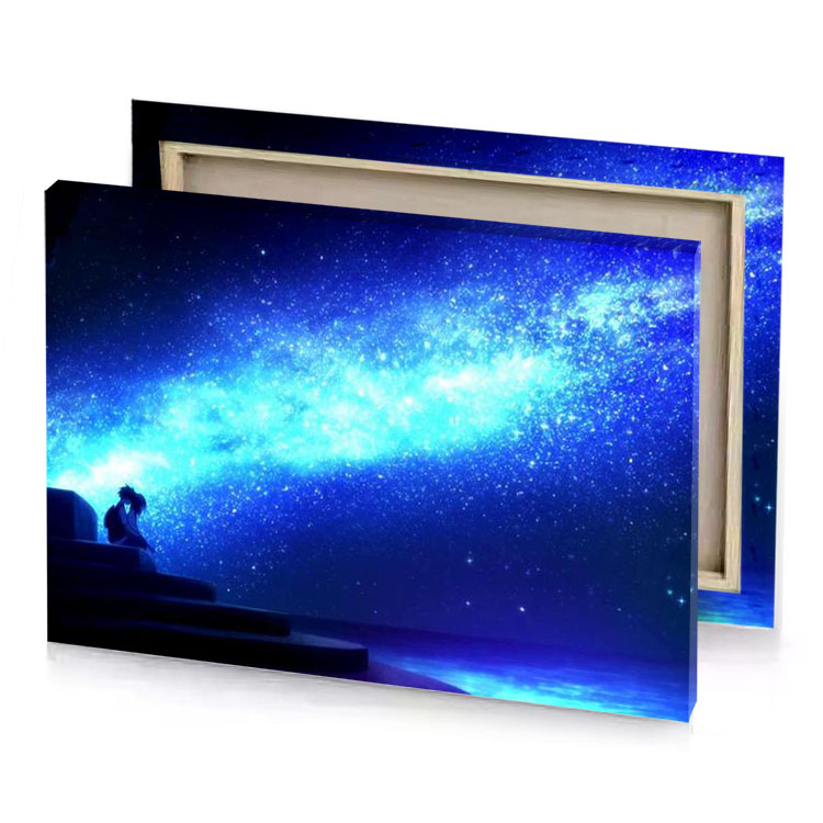 a man sitting on stair looking at the stars aquamarine canvas