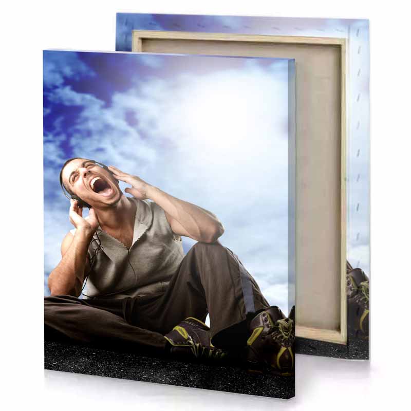 a man sitting on the ground light steel blue canvas