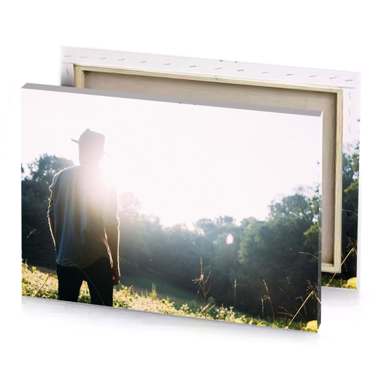 a man standing in field with kite the air white smoke canvas