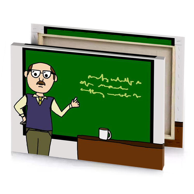 a man standing in front of blackboard dark green canvas