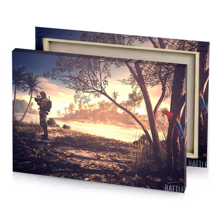 a man standing in the middle of river lemon chiffon canvas