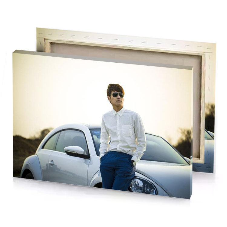 a man standing next to car white smoke canvas