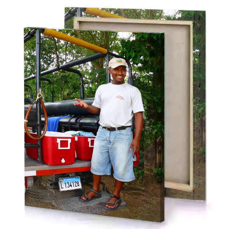 a man standing next to in truck firebrick canvas