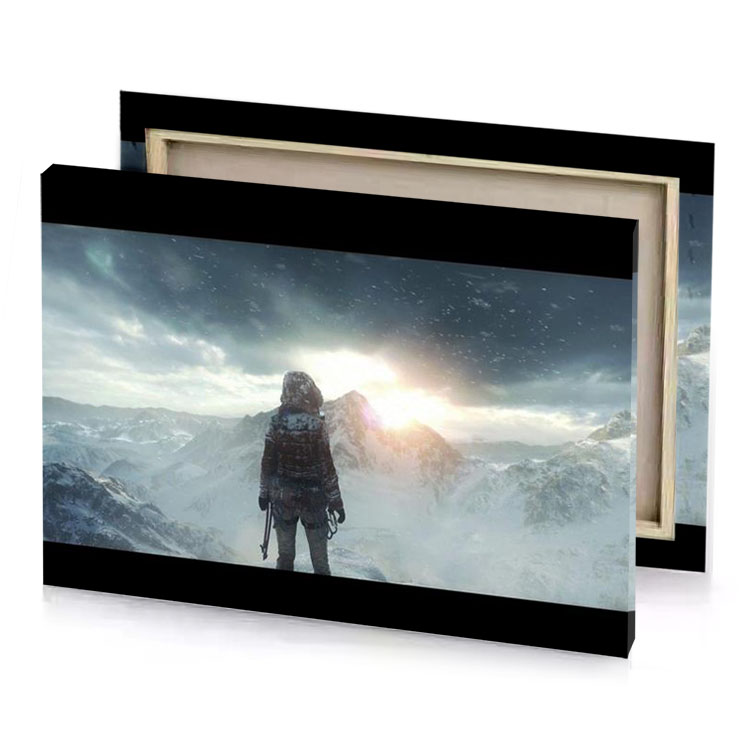 a man standing on top of mountain white smoke canvas