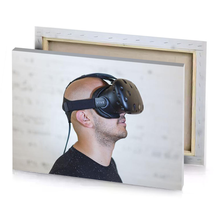 a man wearing virtual reality headset rose quartz canvas