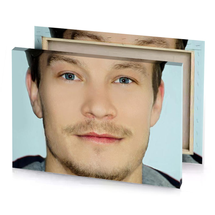 a man with beard and baseball cap light steel blue canvas