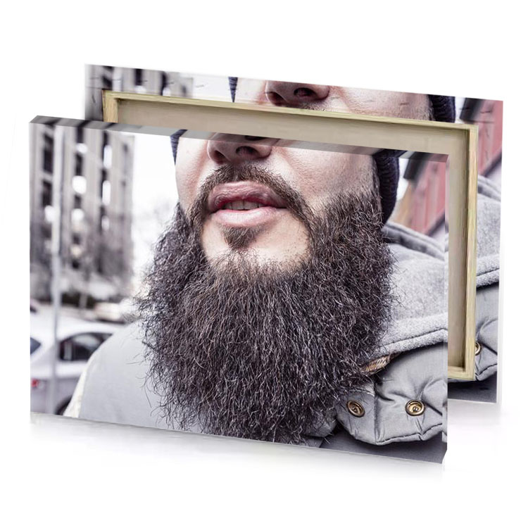 a man with beard and hat dim gray canvas