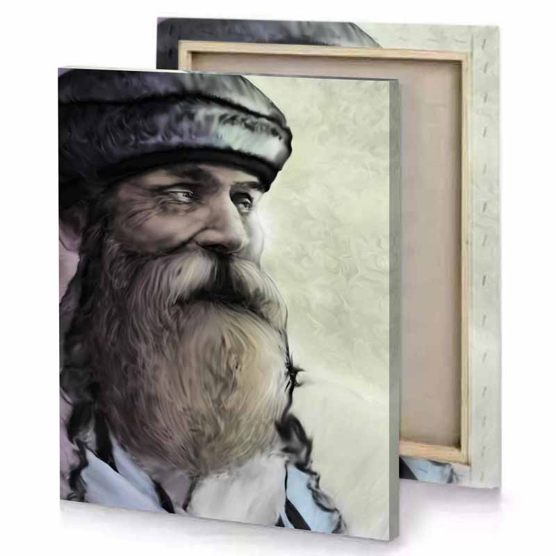 a man with beard and hat silver canvas